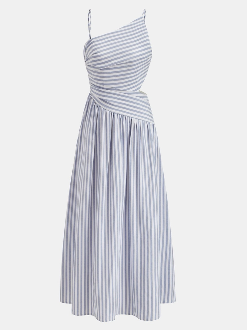 Commense Striped Cut-Out Asymmetrical Cami Maxi Dress
